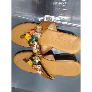 Mariella Women's Wedge sandals made in Italy shoes Floral sz 8